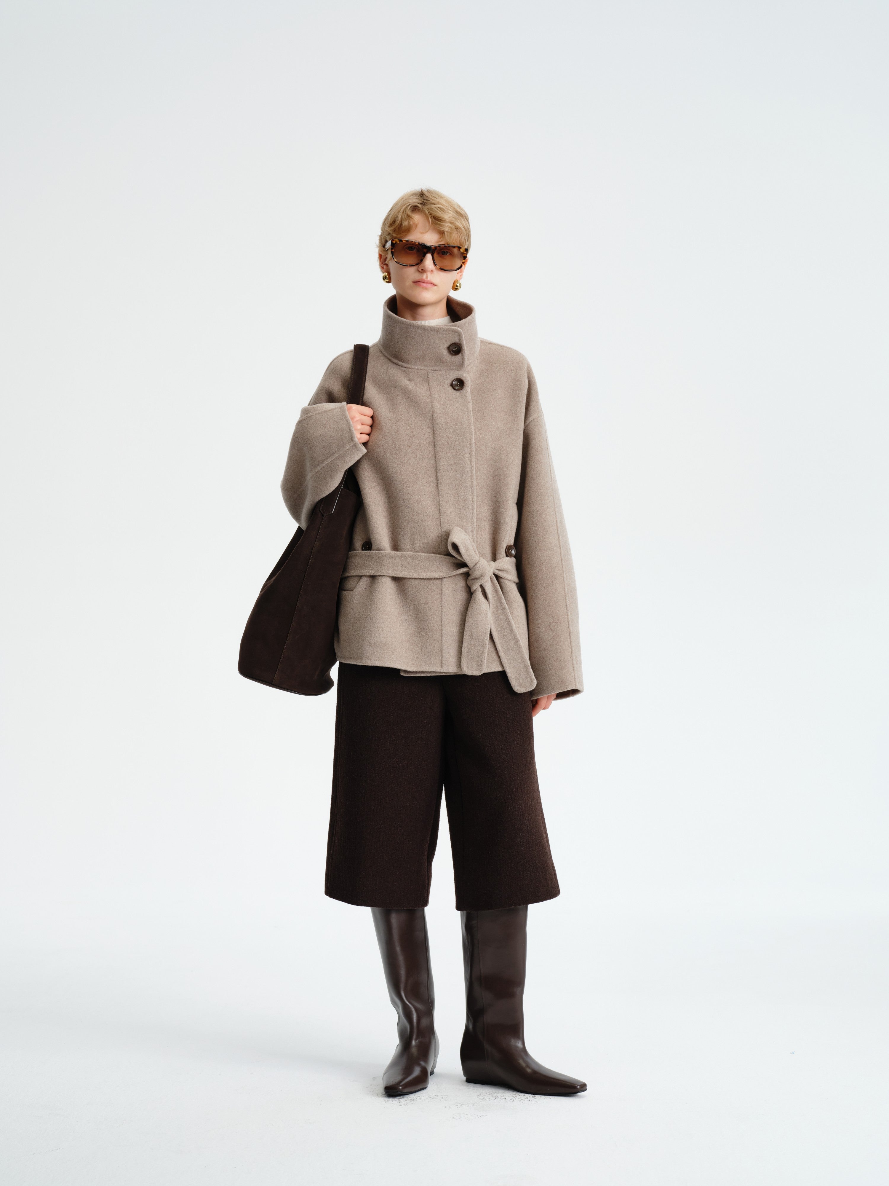 Wool–Cashmere Short Coat
