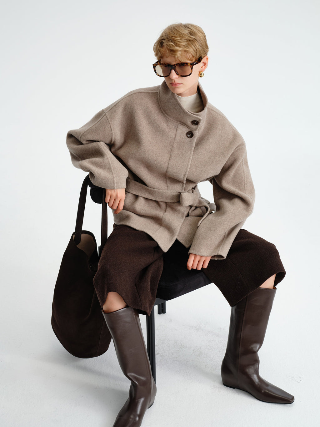 Wool–Cashmere Short Coat