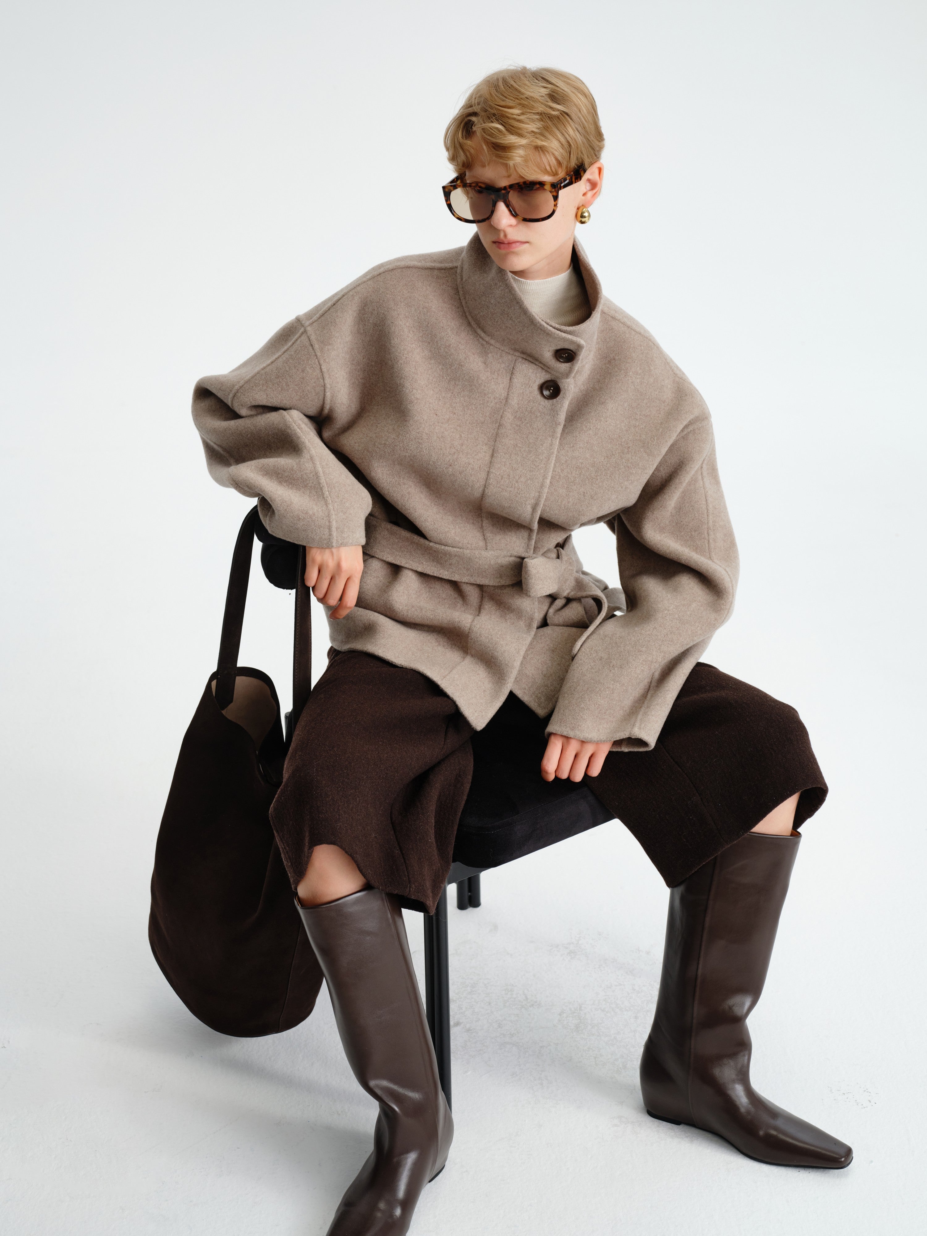 Wool–Cashmere Short Coat