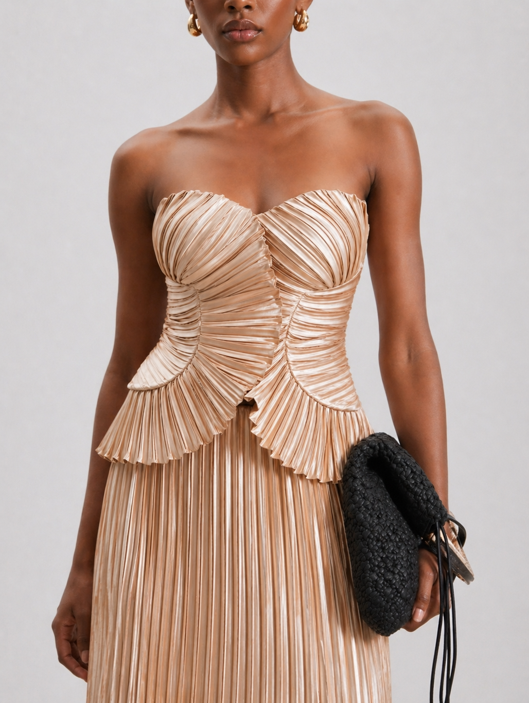 Sofia Pleated Maxi Dress Champagne