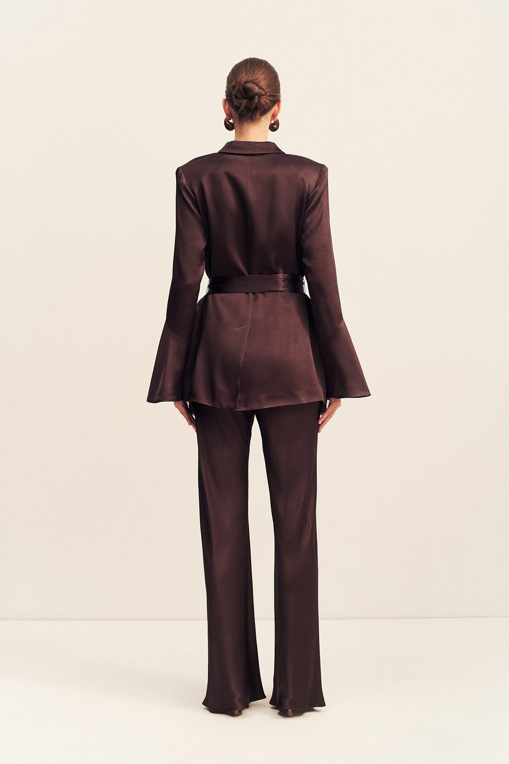 LA LUNE FLARED SLEEVE BELTED BLAZER - ESPRESSO