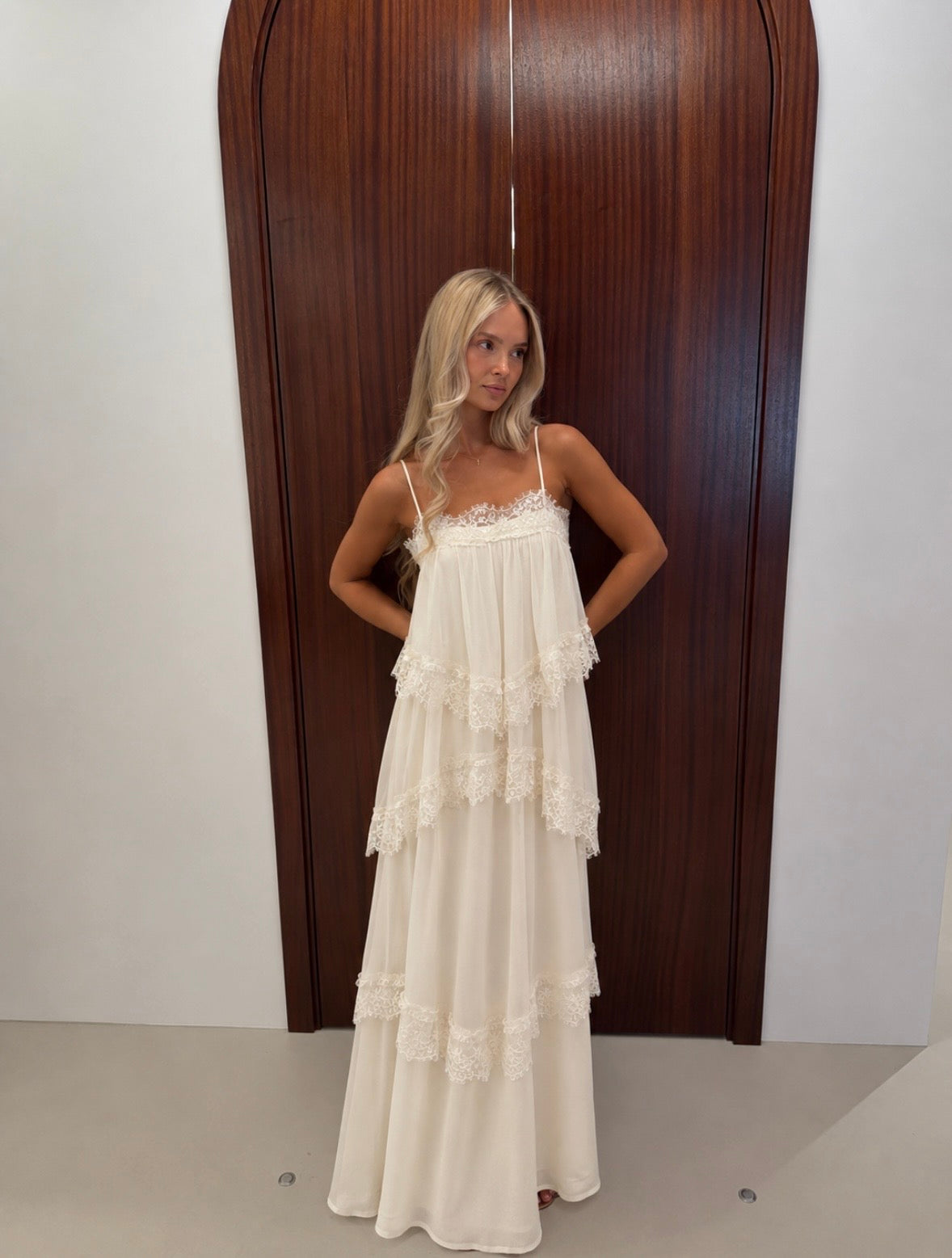 Joyce Lace Tiered Maxi Dress – Curated Row