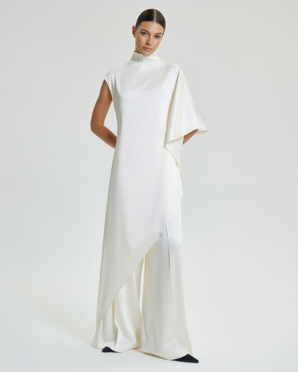 Платье асимметричное из струящейся ткани_3