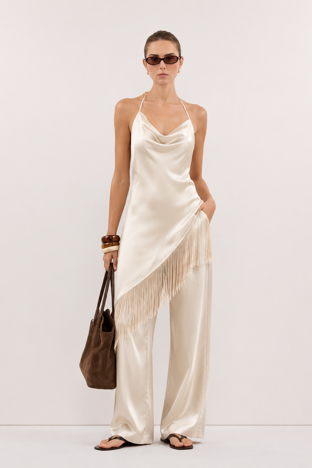 Paige Satin Fringe Co-ord Set
