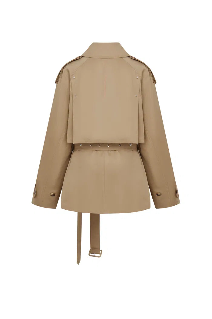 Lina Cropped Trench Coat in Cotton Twill