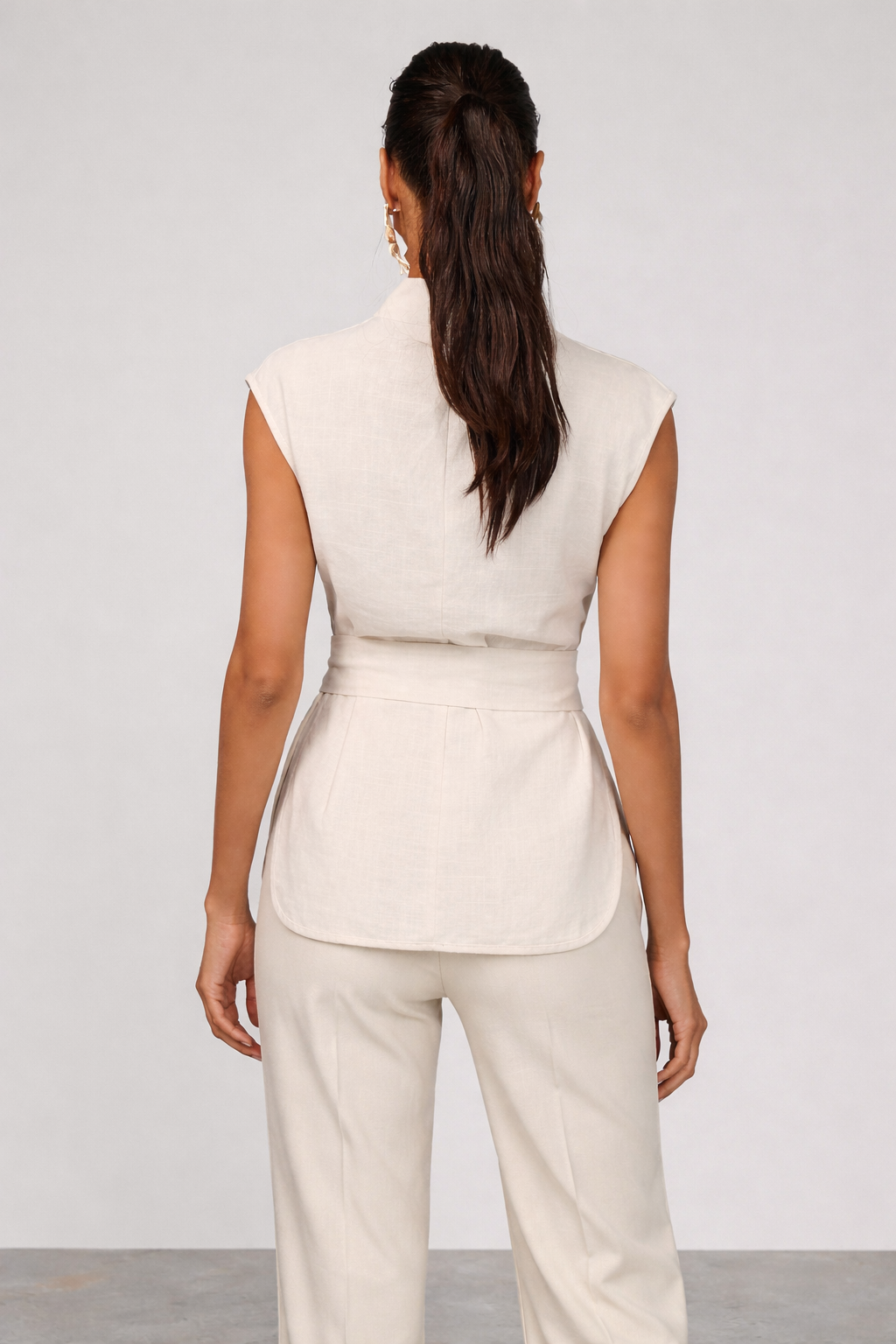 Clare Linen Blend Wrap Vest Top