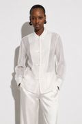 Raquel Sheer Mandarin Collar Blouse