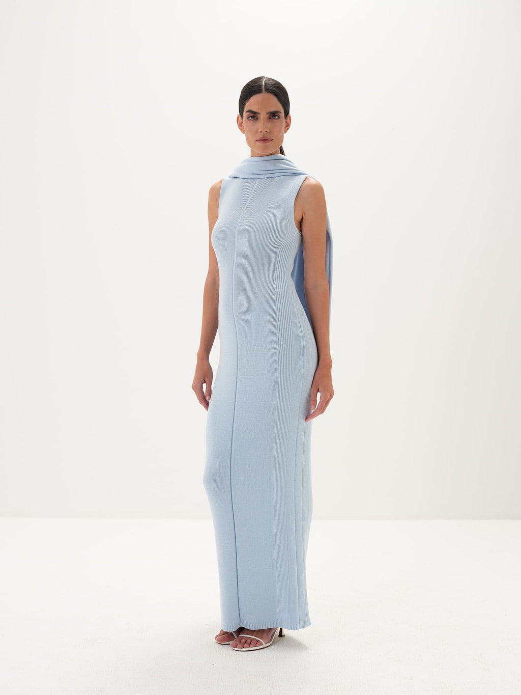 Seraphina Maxi Dress in Cotton Knit - Blue