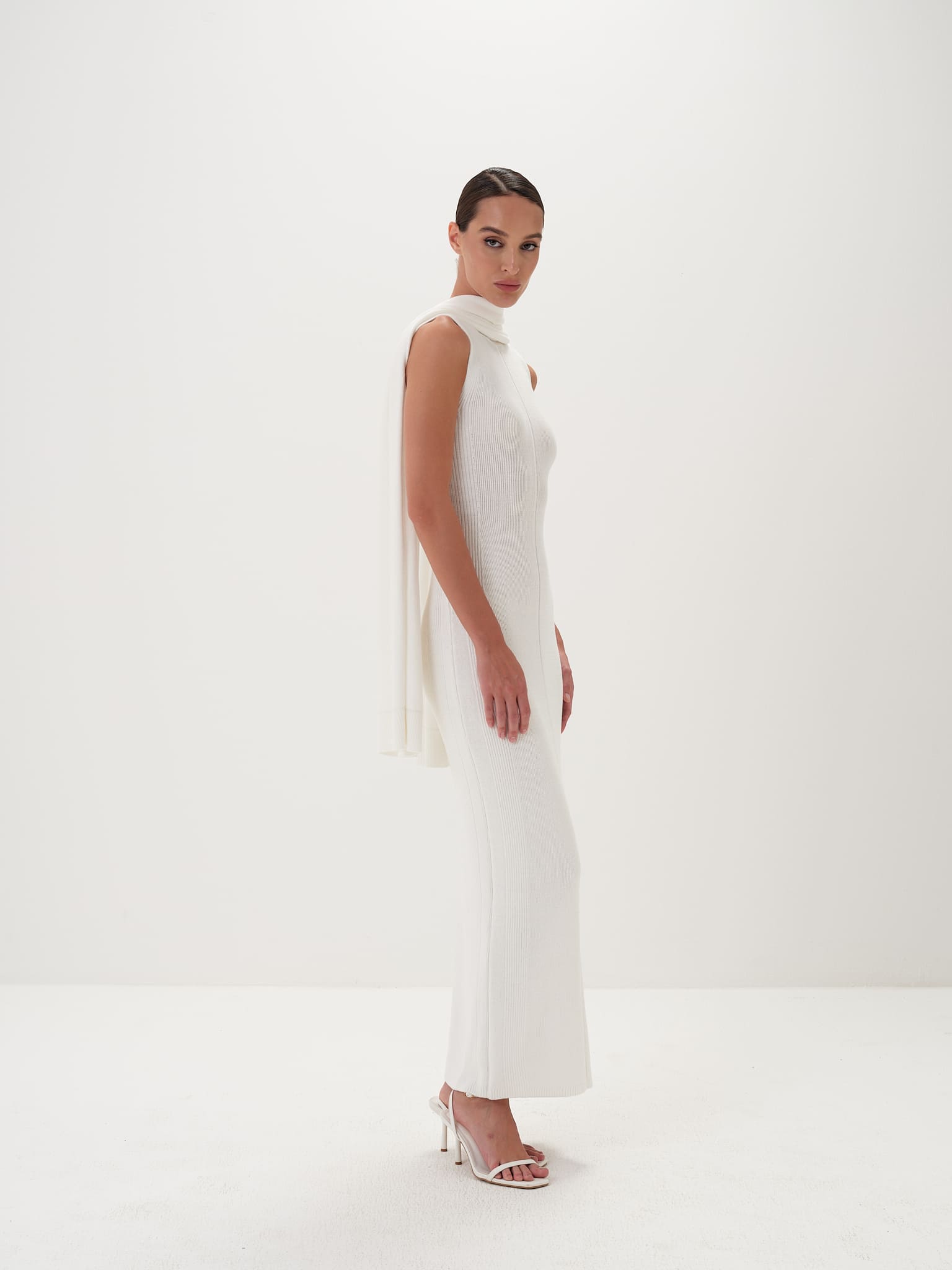 Seraphina Maxi Dress in Cotton Knit - white