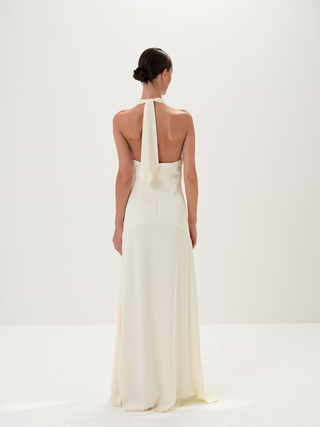 Serena Backless Halter Gown in Satin