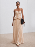 Sofia Pleated Maxi Dress Champagne
