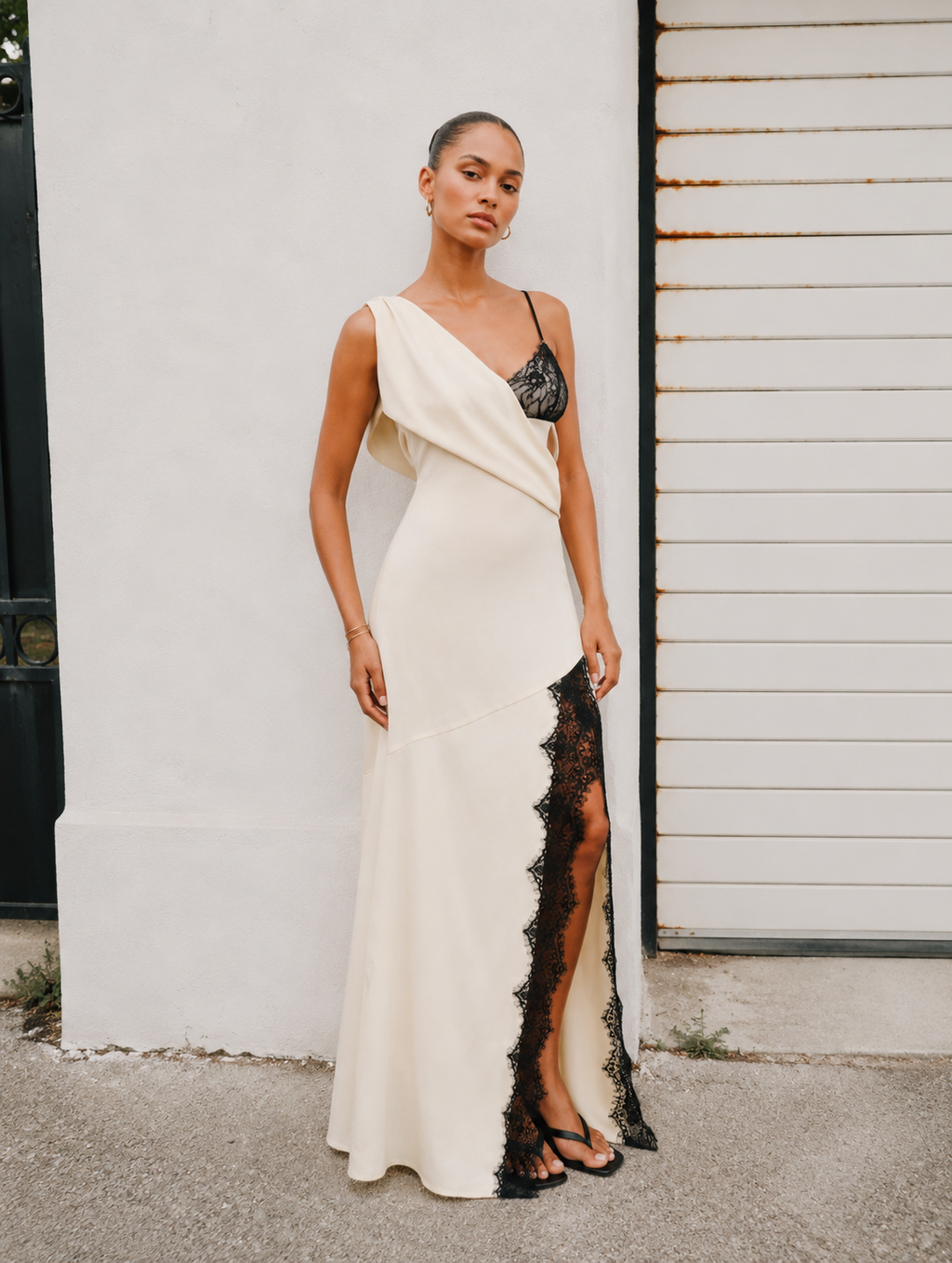 Clara Satin Lace Maxi Dress