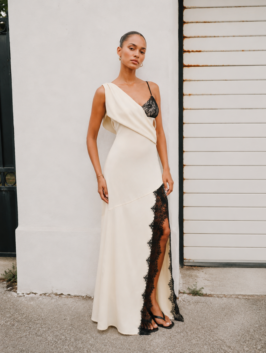 Clara Satin Lace Maxi Dress