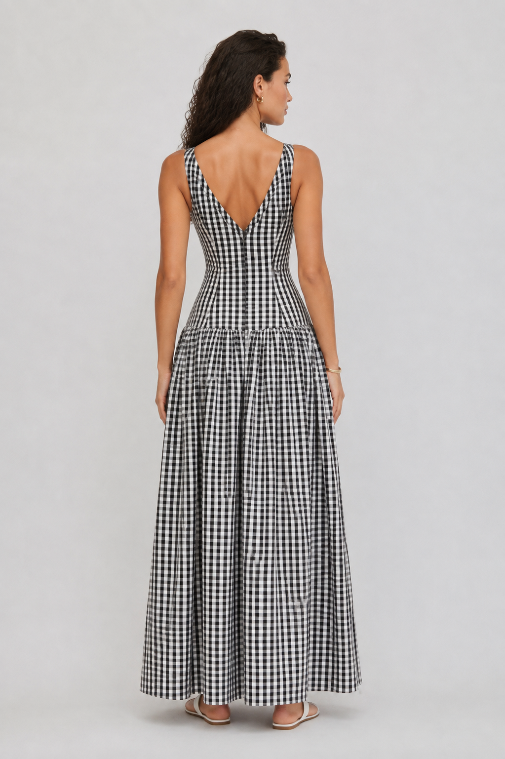Rana Gingham Midi Dress