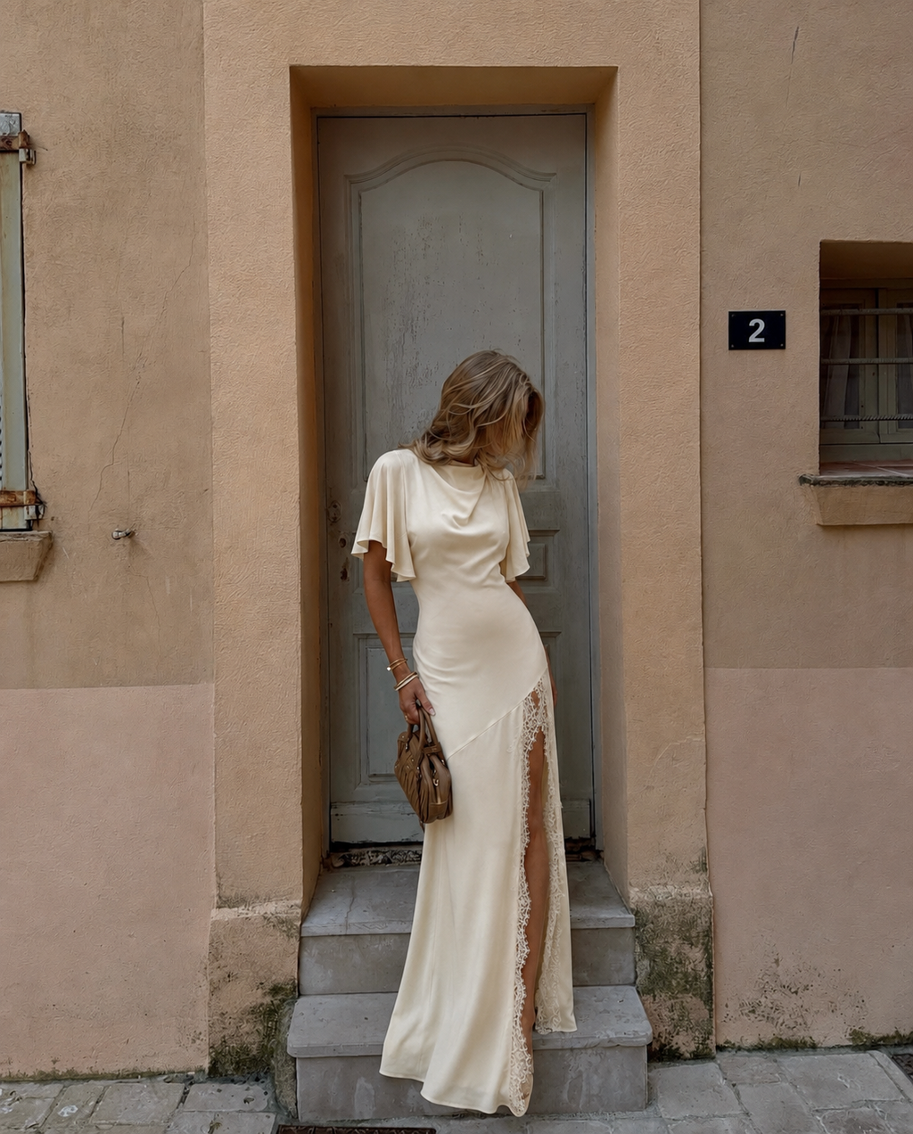 Anaya Lace Maxi Dress - Apricot