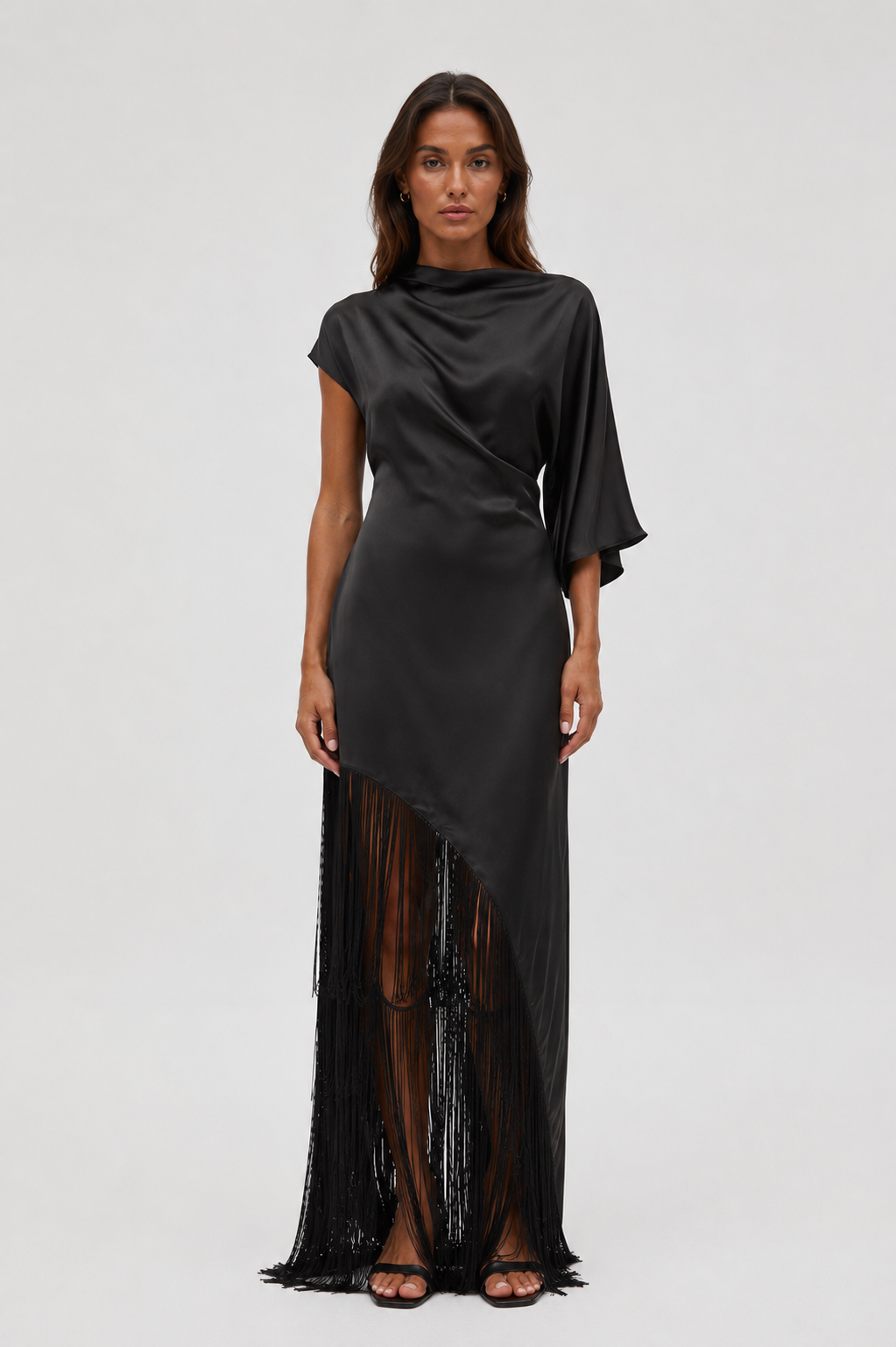 Ada Fringe Satin Maxi Dress