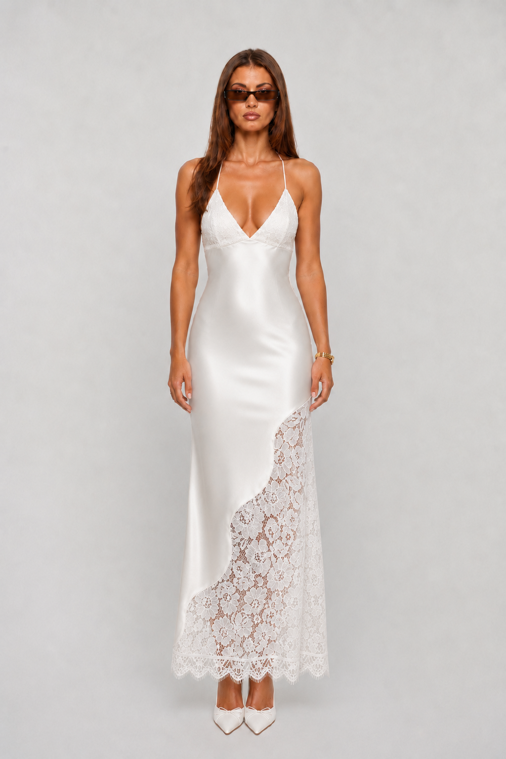 Lusélle Satin Lace Slip Dress
