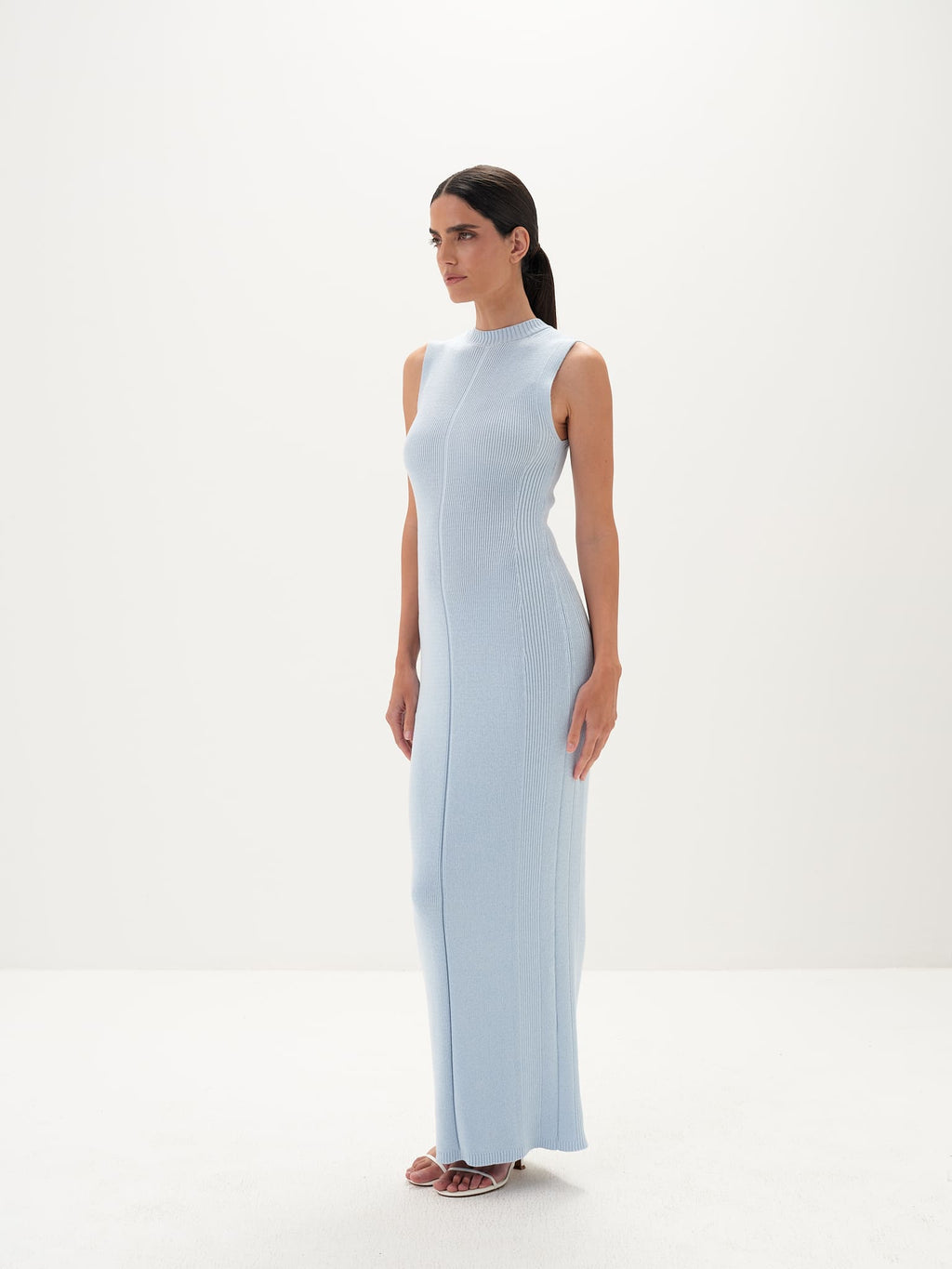 Seraphina Maxi Dress in Cotton Knit - Blue