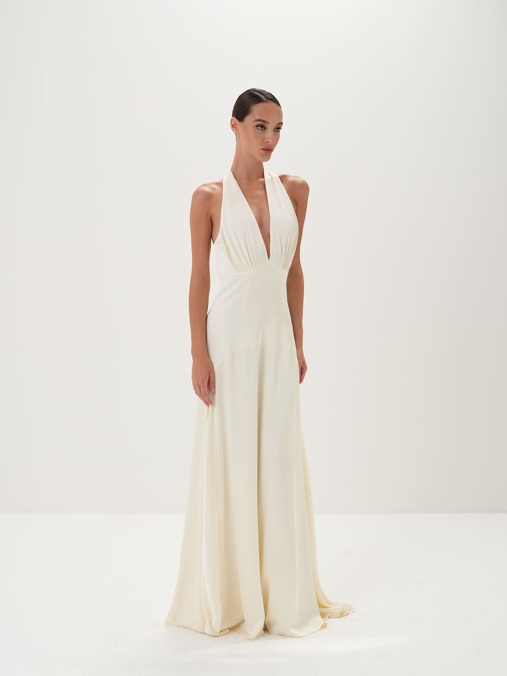 Serena Backless Halter Gown in Satin