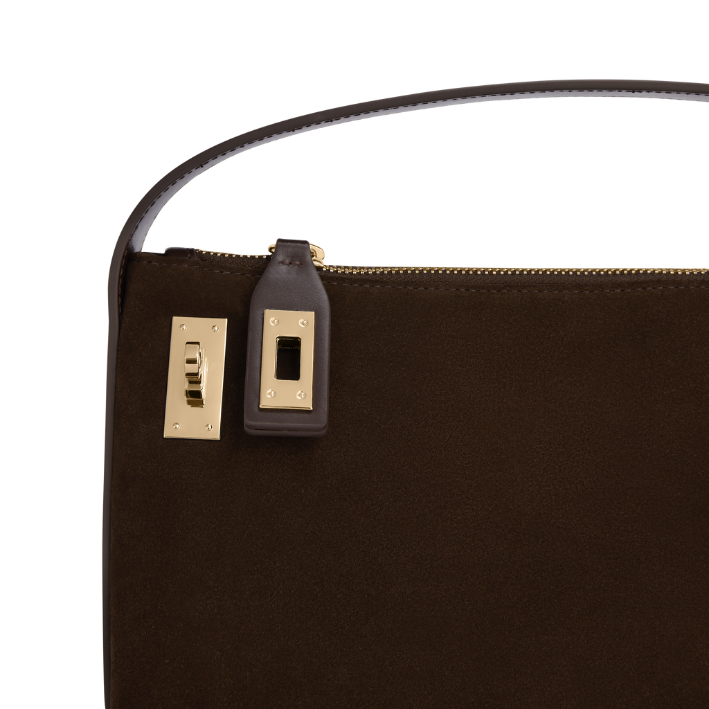 Gold Espresso Suede Hobo Bag