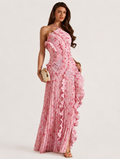 Rosalie Ruffle Pleated Maxi Dress - Pink