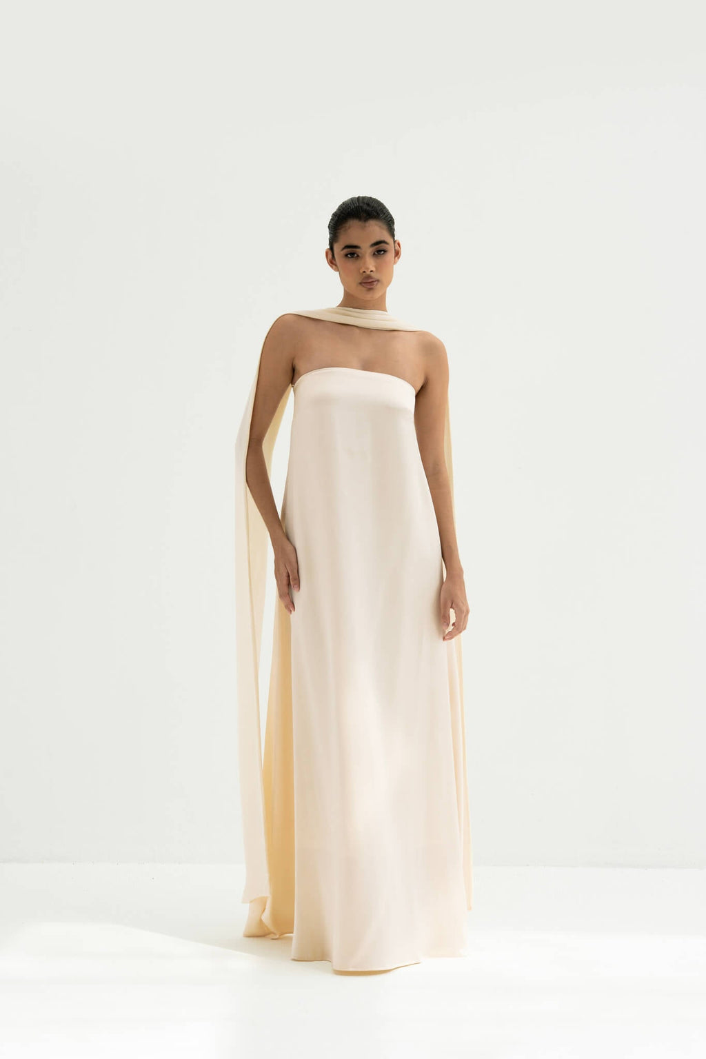 Rayssa Scarf Gown in Naia™ Satin