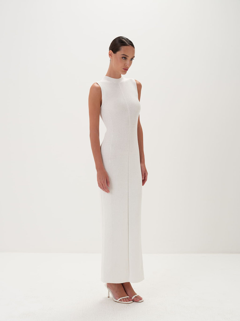 Seraphina Maxi Dress in Cotton Knit - white