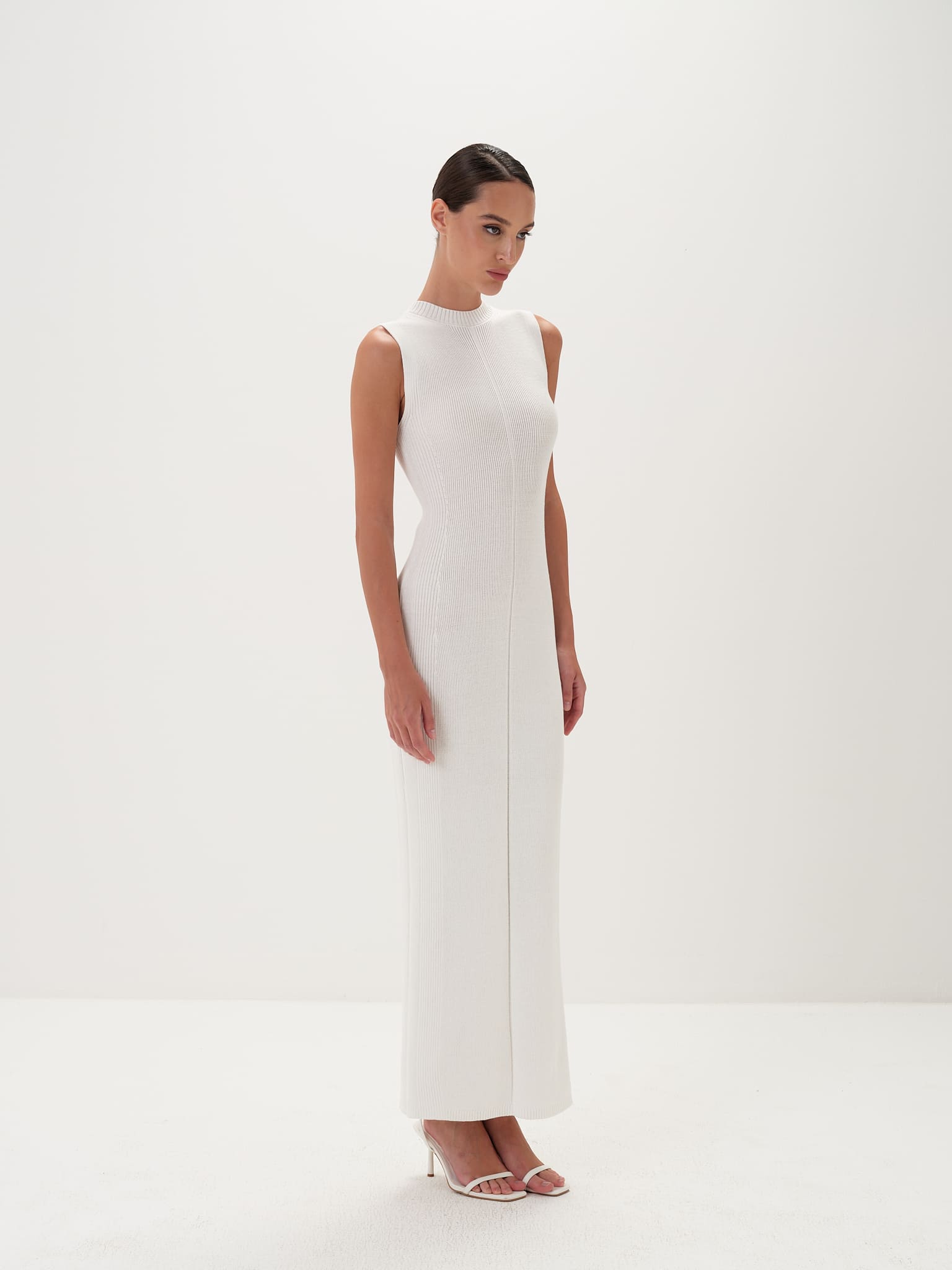 Seraphina Maxi Dress in Cotton Knit - white