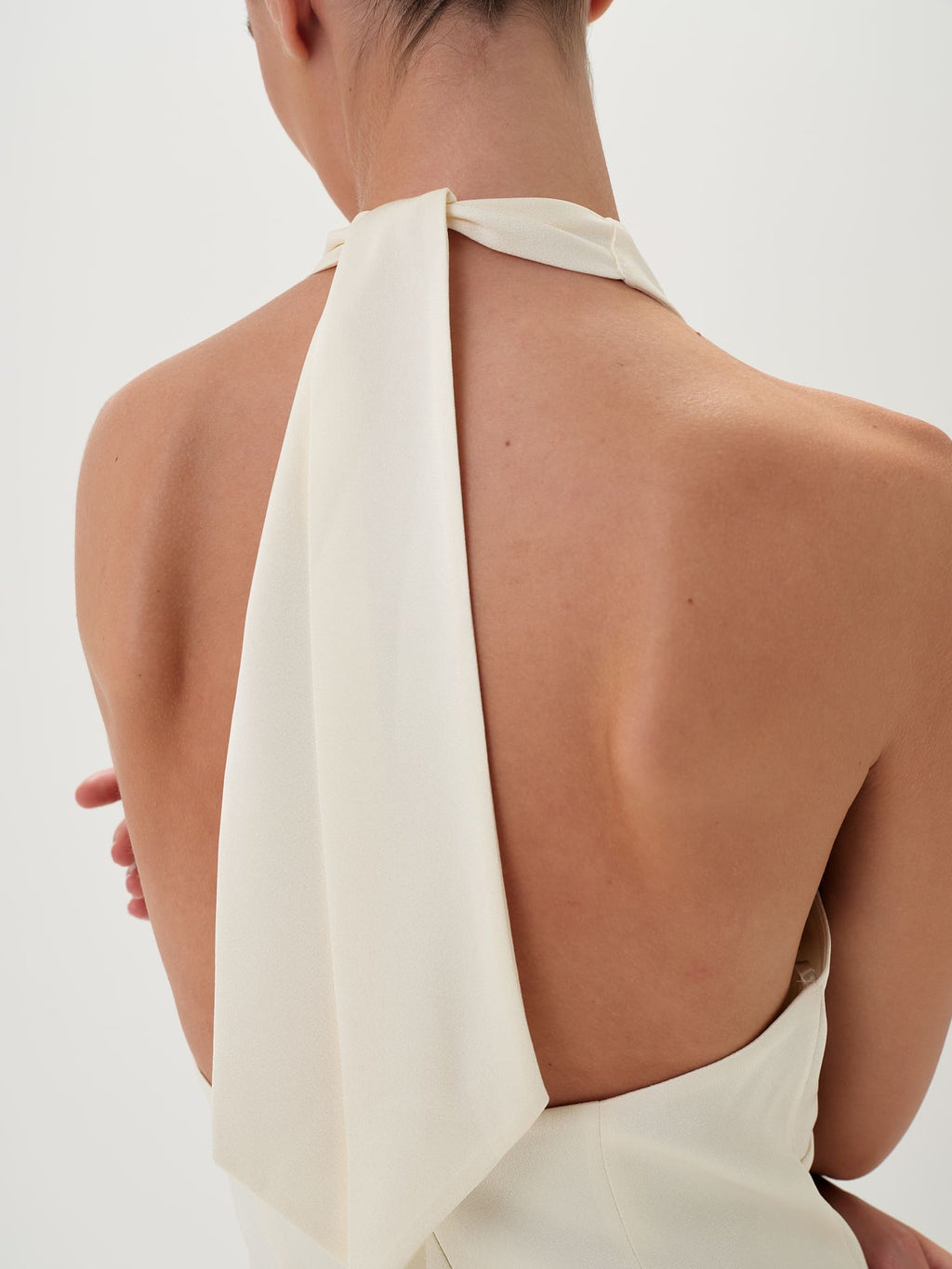 Serena Backless Halter Gown in Satin