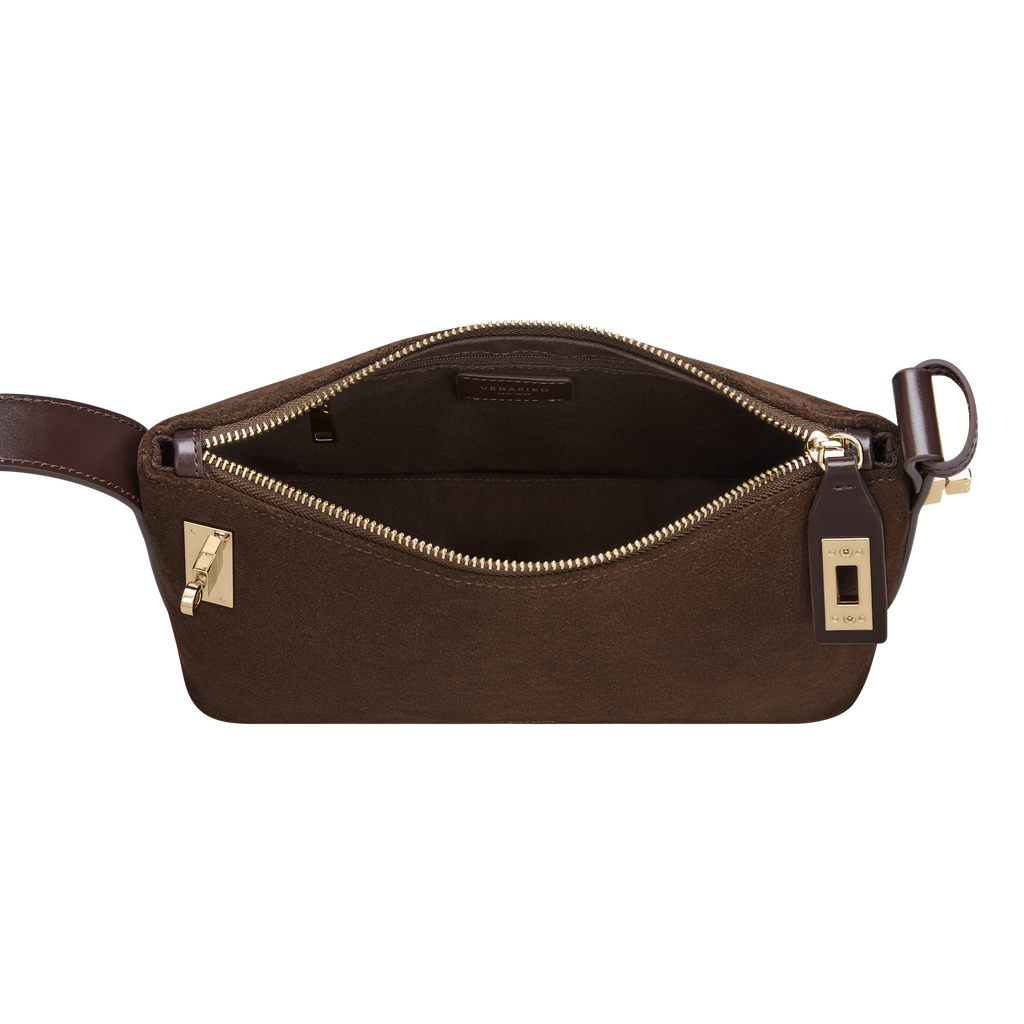 Gold Espresso Suede Hobo Bag