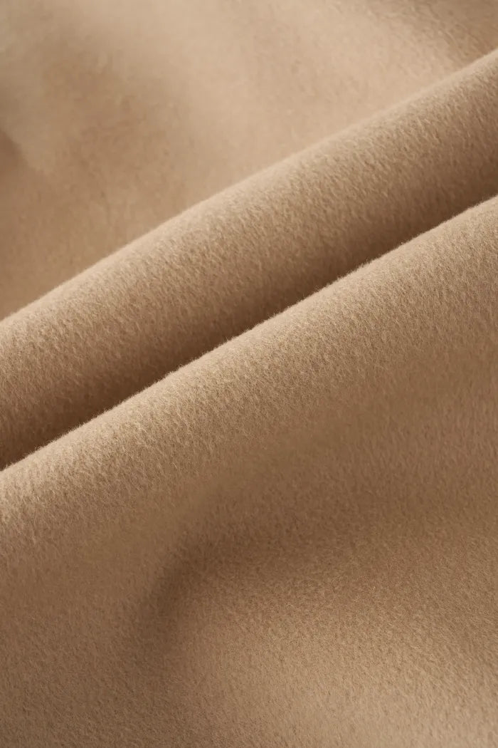 Lycoris Leather Trim Double Face Wool Coat in Merino Cashmere