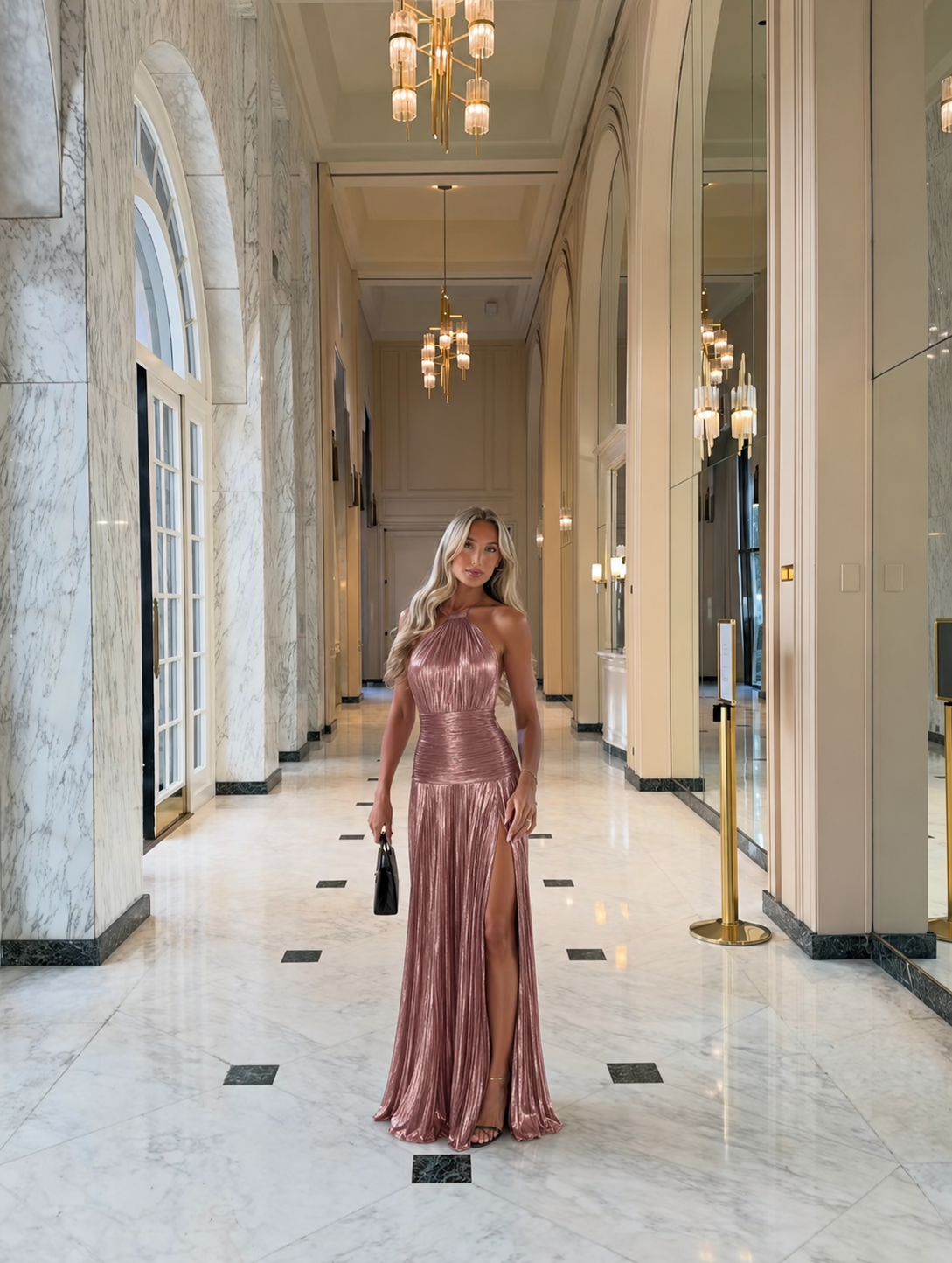 Martha Pleated Maxi Dress - Rosie