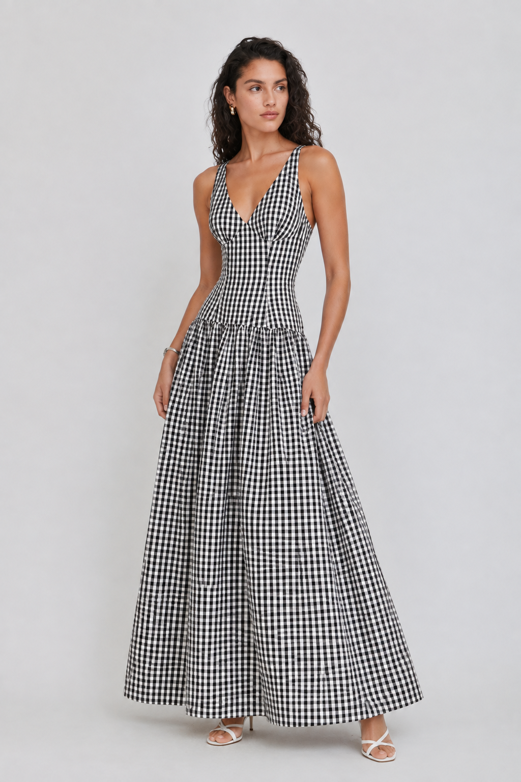 Rana Gingham Midi Dress