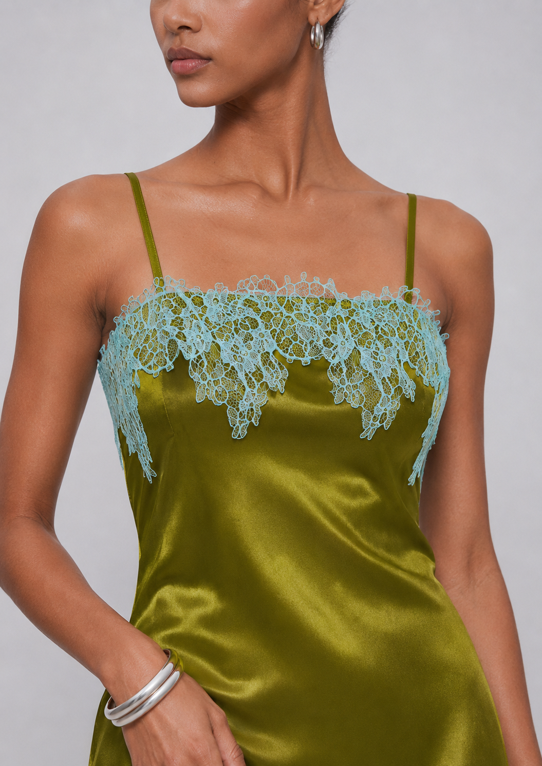 Delia Satin Lace Trim Slip Dress
