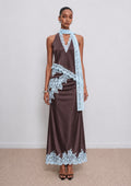 Kelsey Satin Lace Top - Brown