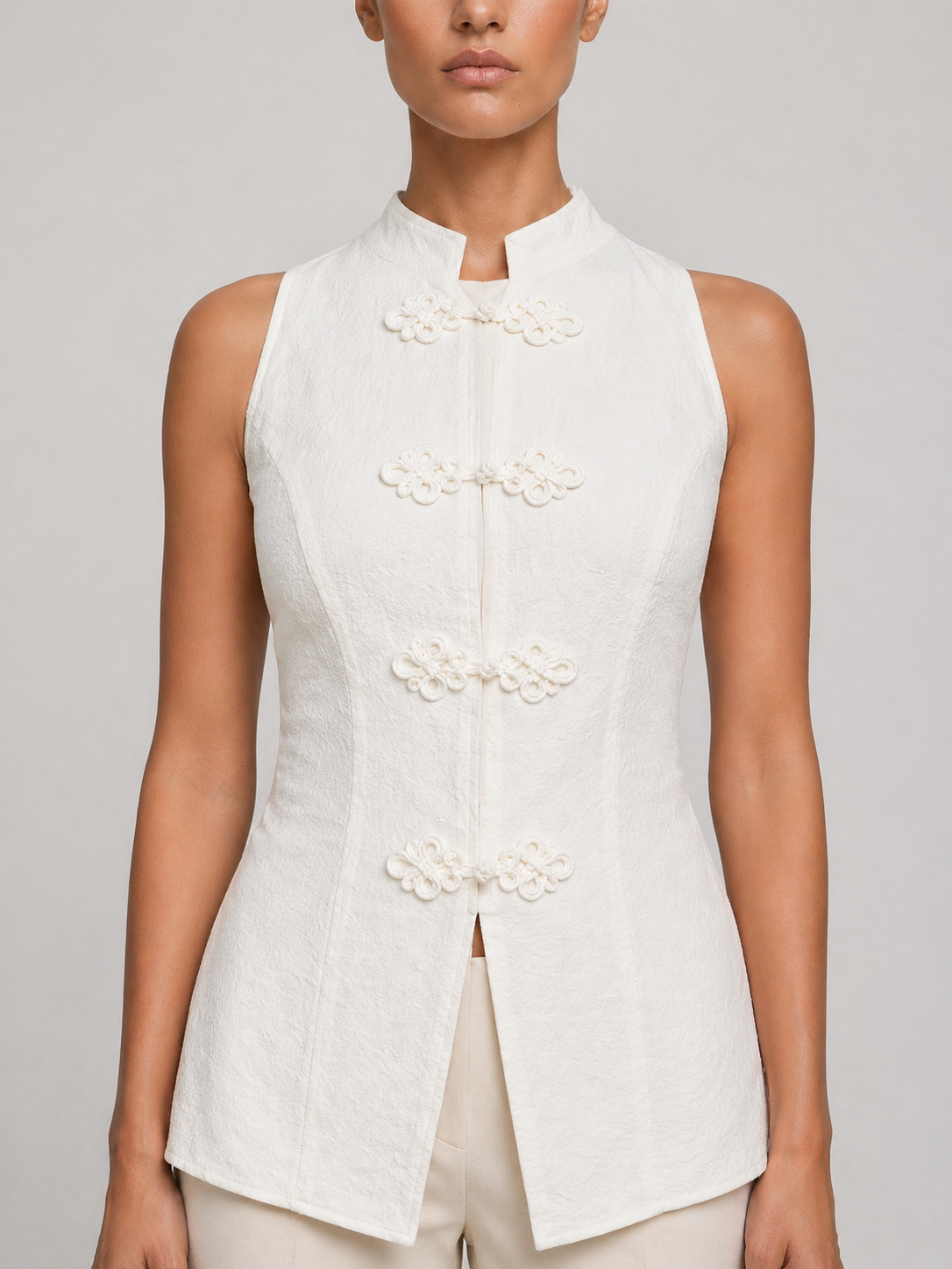 Ava Cotton Top with Chinese Knot