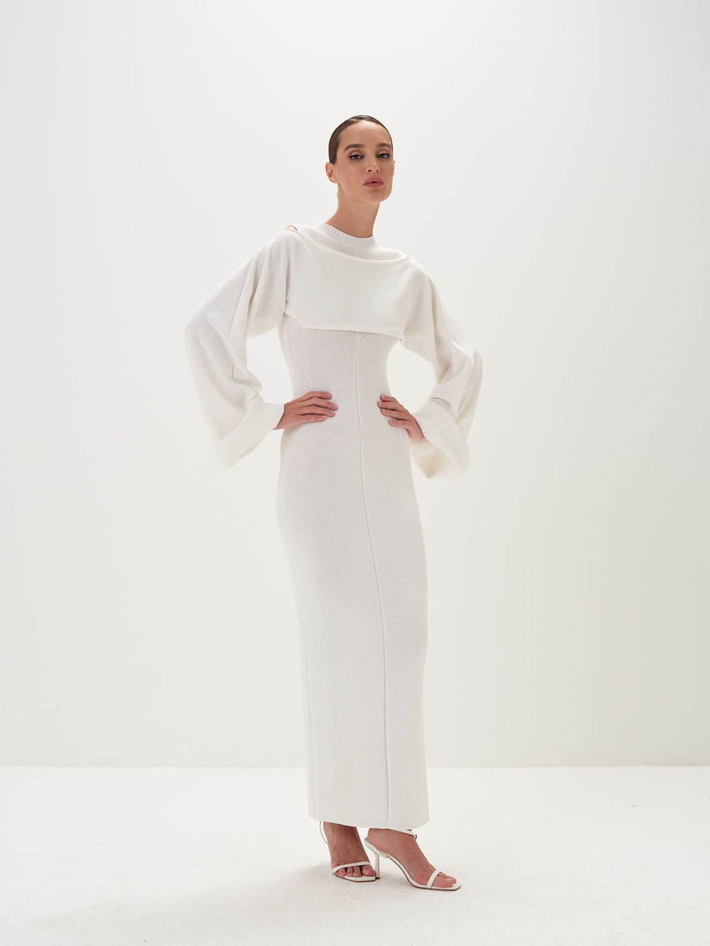 Seraphina Maxi Dress in Cotton Knit - white