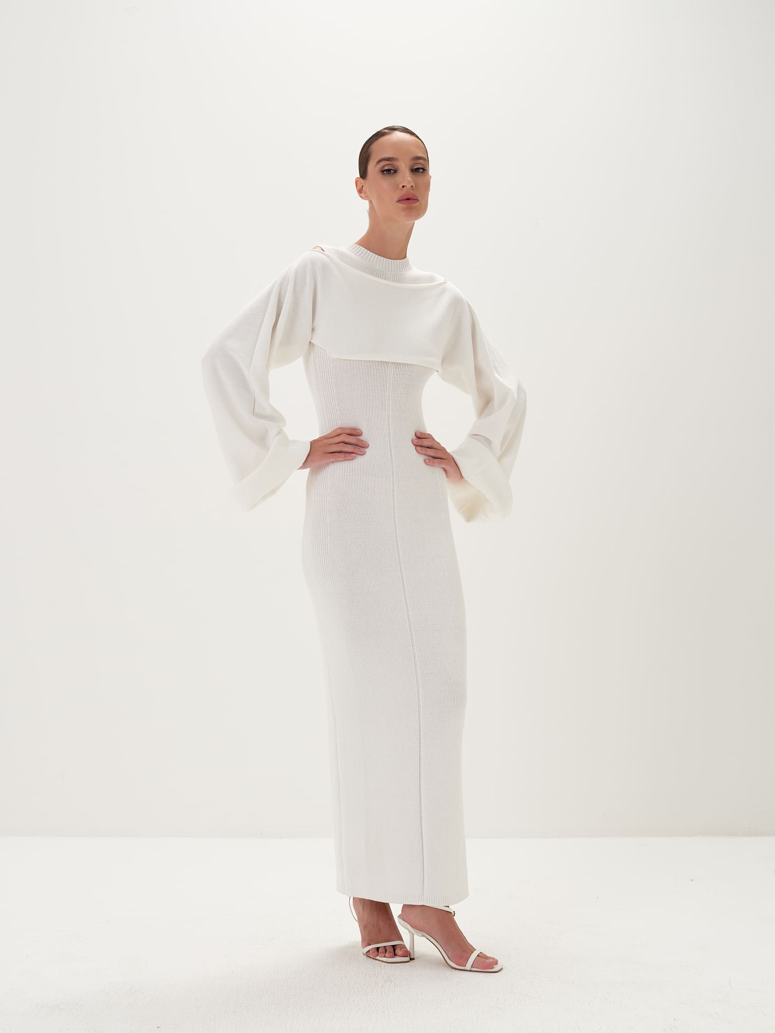 Seraphina Maxi Dress in Cotton Knit - white