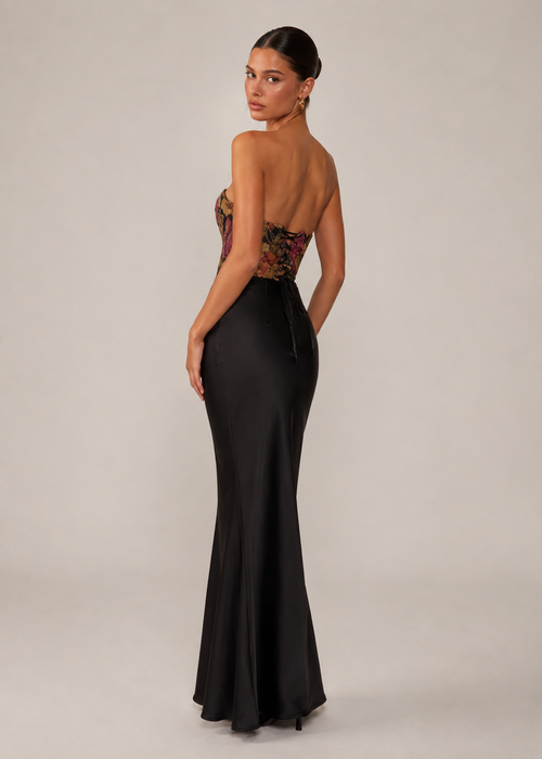 Abigail Floral Satin Maxi Dress