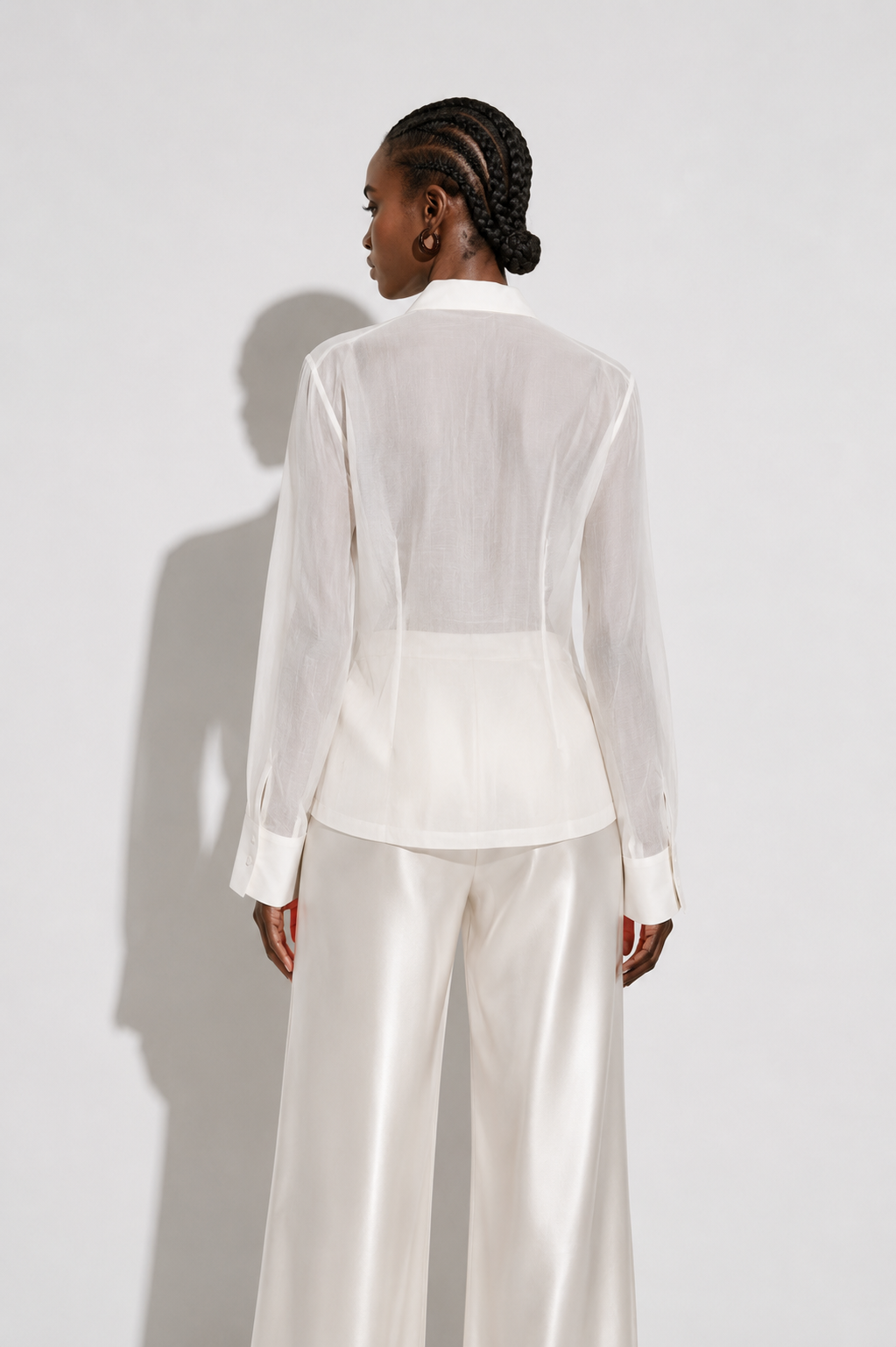 Raquel Sheer Mandarin Collar Blouse