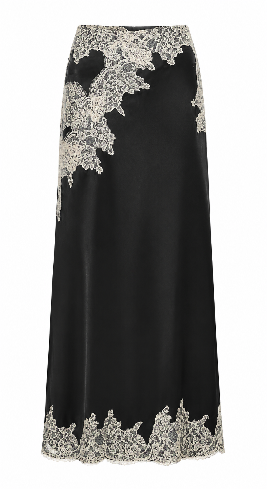 Kelsey Satin Lace Skirt - Black