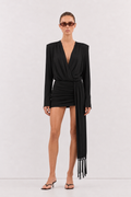 Asteri Fringe Mini Dress - Black