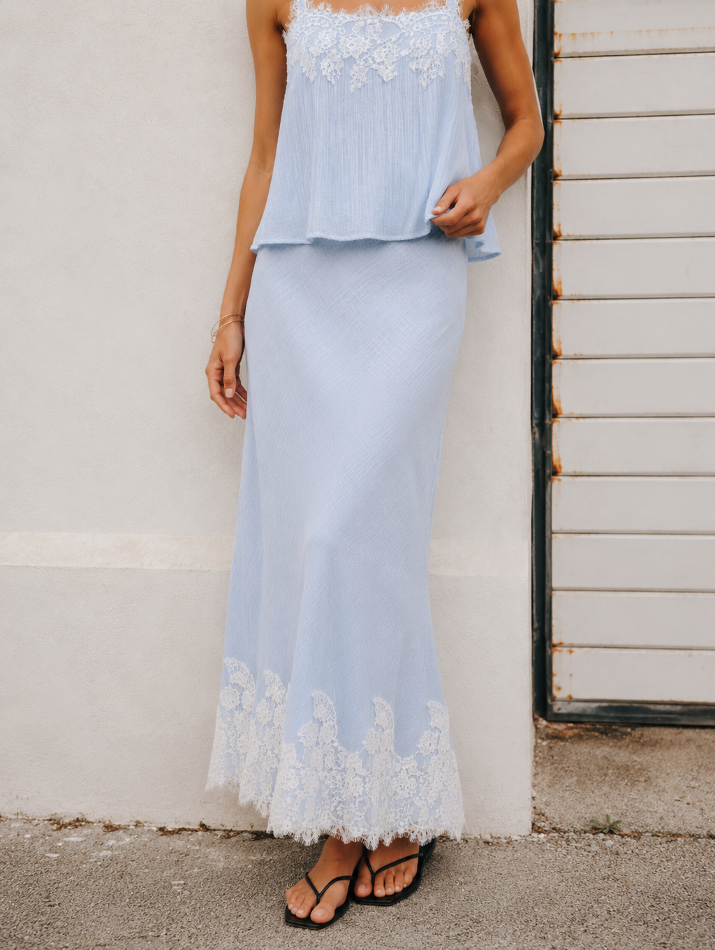 Lydia Lace Trim Maxi Skirt