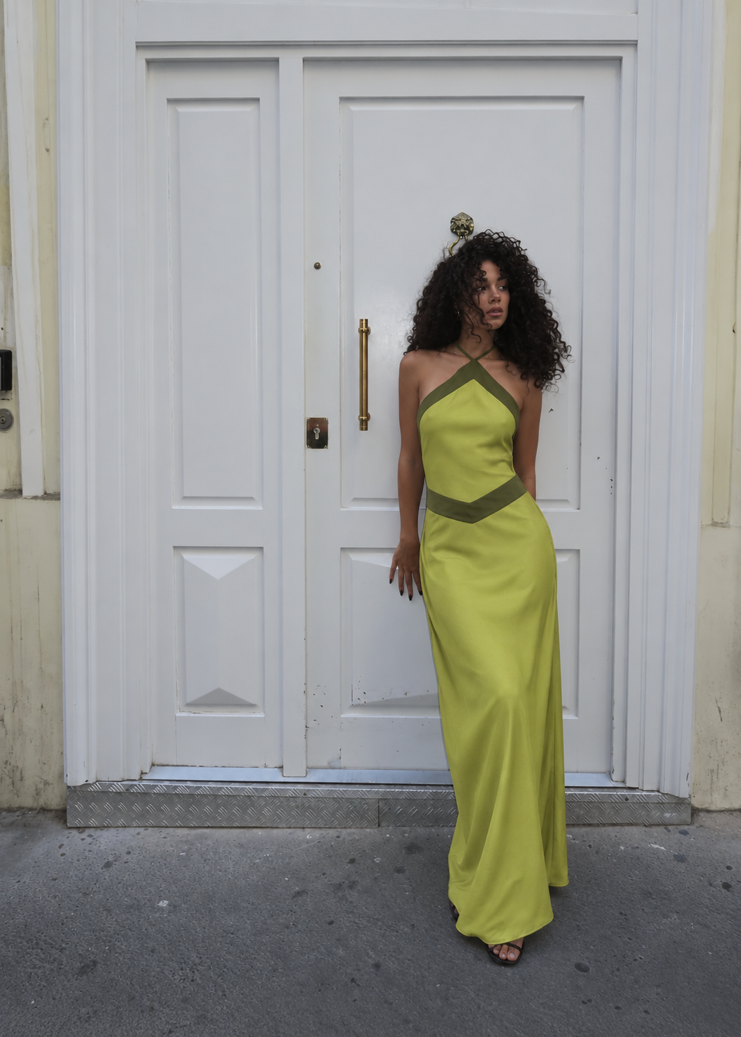 Tiffani Halter Maxi Dress - Olive