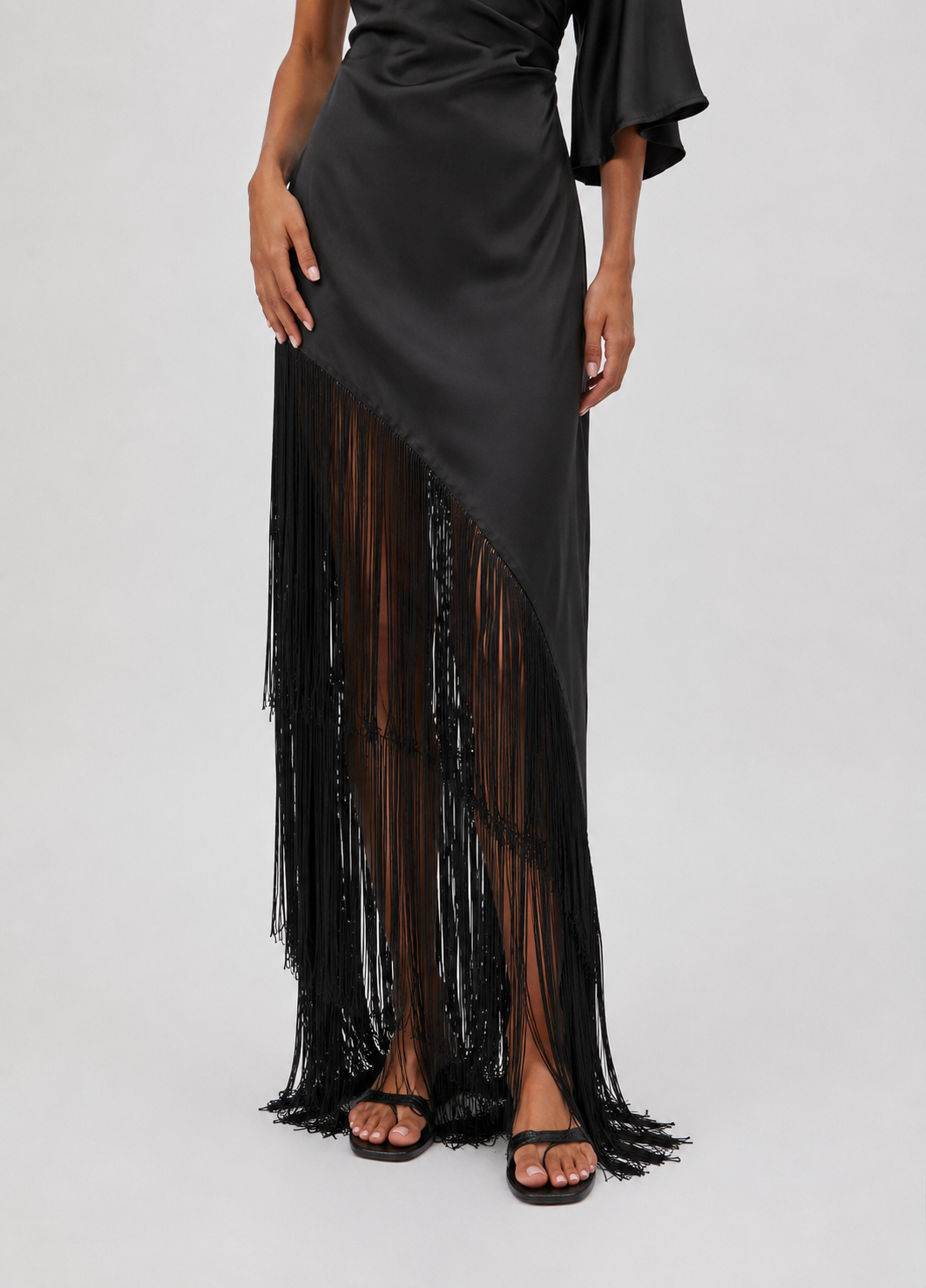 Ada Fringe Satin Maxi Dress