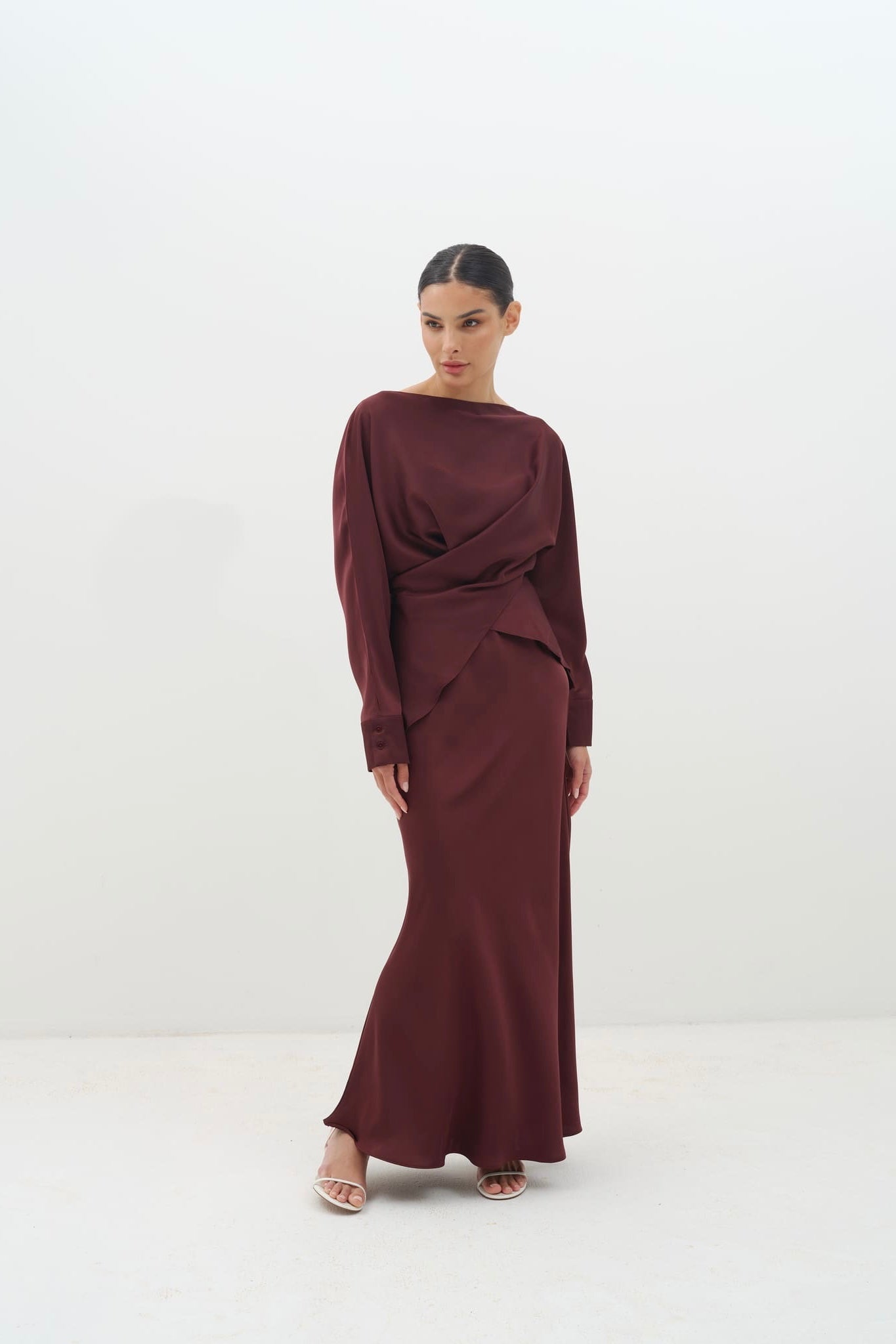 Tessa Top & Skirt Set in Satin