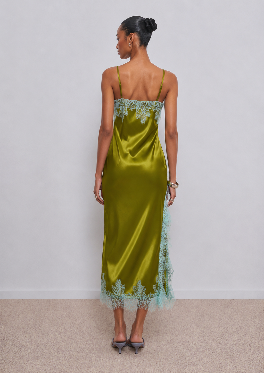 Delia Satin Lace Trim Slip Dress