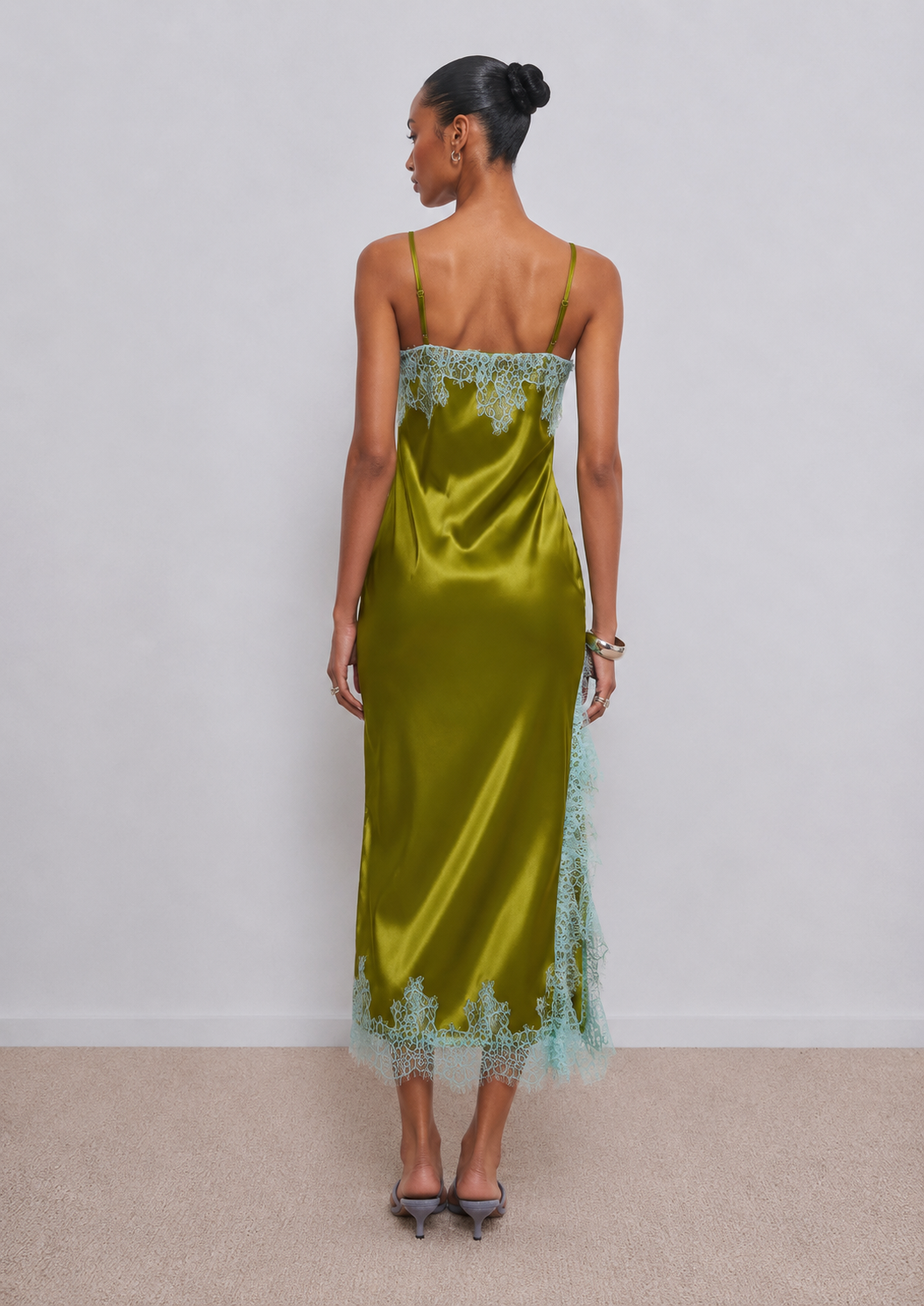 Delia Satin Lace Trim Slip Dress