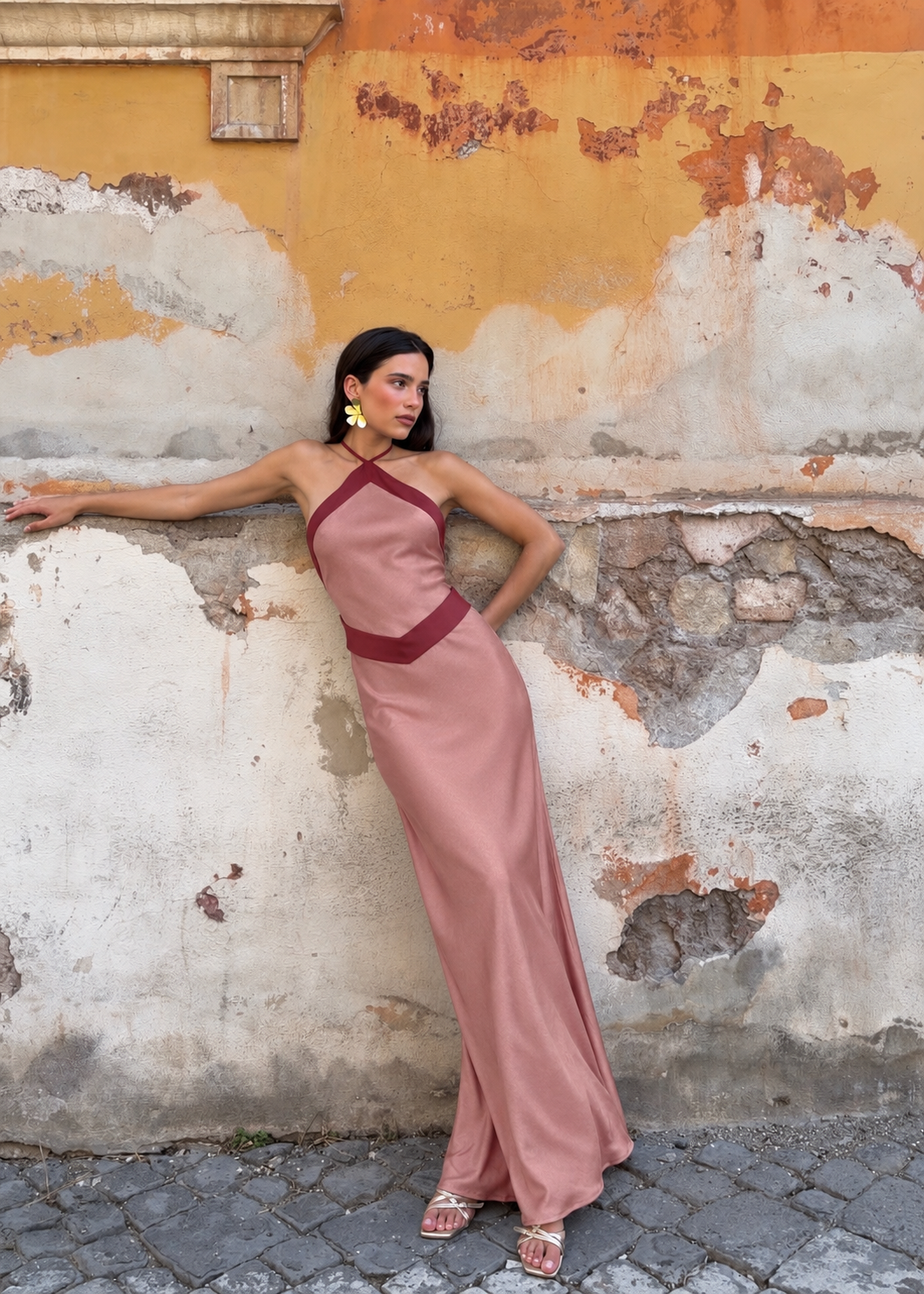 Tiffani Halter Maxi Dress - Rosy
