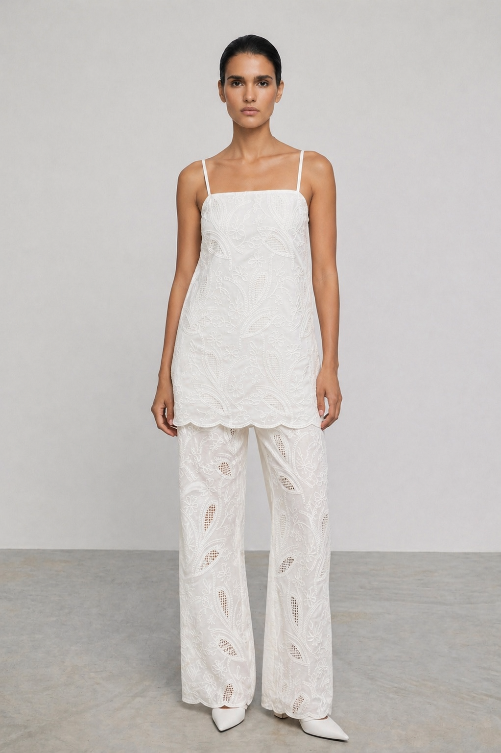 Beatrice Embroidered Lace Camisole & Pants Set
